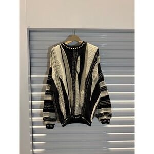 Vintage St Croix Knits 3D Textured Sweater Mens Large‎ Black Coogi Style USA